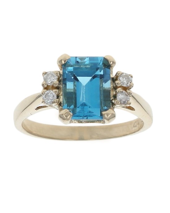 Swiss Blue Topaz and Diamond Accent Ring